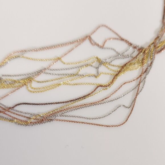 Necklace Multi Strands of Rose Gold, Yellow Gold & Sterling Silver - Picture 5 of 8